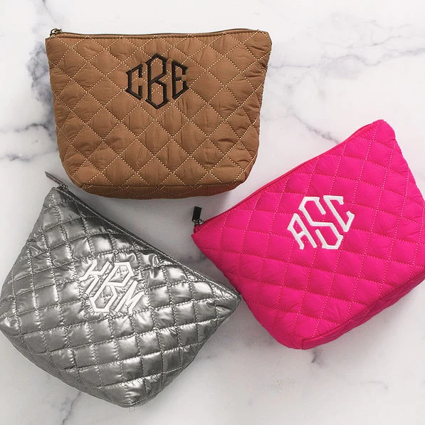 Monogrammed Diamond Quilted Cosmetic Case 2 Monogrammed Diamond Quilted Cosmetic Case - Image 2