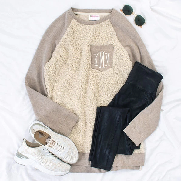 Monogrammed Sherpa Raglan Sweatshirt 3 Monogrammed Sherpa Raglan Sweatshirt - Image 3
