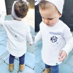 Monogrammed Kids Long Sleeve Dockside Shirt 8 Monogrammed Kids Long Sleeve Dockside Shirt -Fashion Clothing Store PzV white monogrammed kids pocket dockside tee new