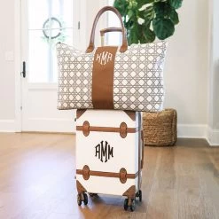 Monogrammed Charleston Weekender 9 Monogrammed Charleston Weekender -Fashion Clothing Store QQZ carry on suitcase with charleston weekender in khaki wicker