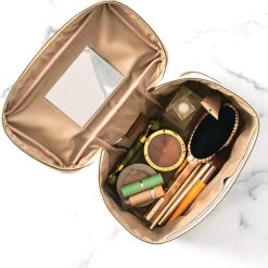 Monogrammed Vintage Train Case -Fashion Clothing Store Qhs monogrammed vintage train case open mirror