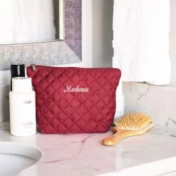 Monogrammed Diamond Quilted Cosmetic Case 13 Monogrammed Diamond Quilted Cosmetic Case -Fashion Clothing Store QyV red diamond quilted cosmetic case on countertop with name