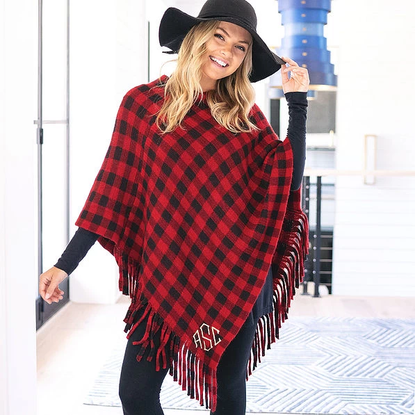 Monogrammed Buffalo Plaid Poncho 1 Monogrammed Buffalo Plaid Poncho