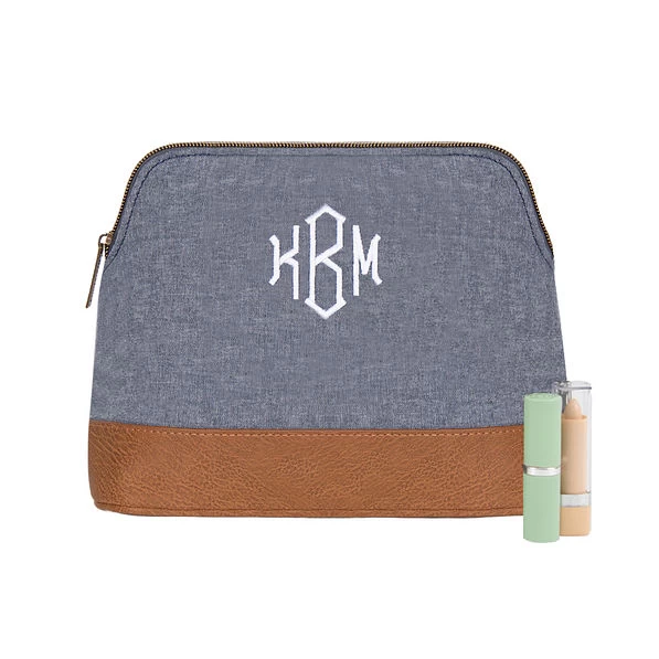 Monogrammed Chambray Cosmetic Case 1 Monogrammed Chambray Cosmetic Case
