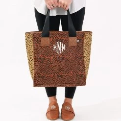 Monogrammed Purse Tote -Fashion Clothing Store Rm5 camel dottie personalized oversized purse tote in leopard camel dottie