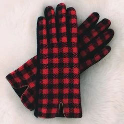 Tech Gloves -Fashion Clothing Store S9r buffalo plaid gloves on faux fur