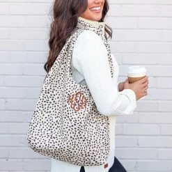 Monogrammed Hobo Bag 11 Monogrammed Hobo Bag -Fashion Clothing Store SBQ spotted hobo bag on shoulder