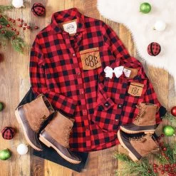 Monogrammed Kids Plaid Layering Tunic -Fashion Clothing Store SCA mom and me buffalo plaid layering tunics