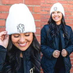 Monogrammed Beanie 18 Monogrammed Beanie -Fashion Clothing Store SZn white beanie split image