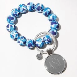Monogrammed Bracelet Key Ring -Fashion Clothing Store Sw2 blue abstract beaded key ring