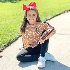 Monogrammed Kids Striped Sleeve Shirt 8 Monogrammed Kids Striped Sleeve Shirt -Fashion Clothing Store T5H monogrammed leopard stripe sweatshirt