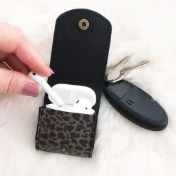 Monogrammed AirPod Case Keychain -Fashion Clothing Store T9S earbud keychain open