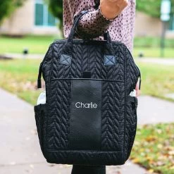 Monogrammed Quilted Diaper Backpack -Fashion Clothing Store TAP monogrammed quilted diaper bag in black name monogram