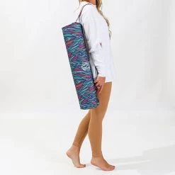 Monogrammed Yoga Mat Bag -Fashion Clothing Store TAW navy safari yoga mat bag on shoulder