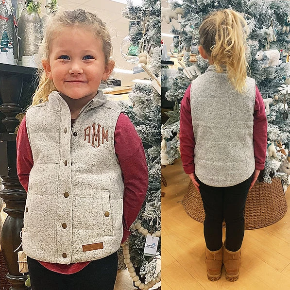 Monogrammed Kids Heathered Quilted Vest 5 Monogrammed Kids Heathered Quilted Vest - Image 5