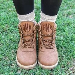 Monogrammed Hiking Boots 9 Monogrammed Hiking Boots -Fashion Clothing Store TJ8 hiking boots with tan socks