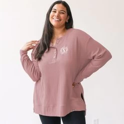 Monogrammed Waffle Henley Tunic 11 Monogrammed Waffle Henley Tunic -Fashion Clothing Store TMT personalized waffle mauve tunic