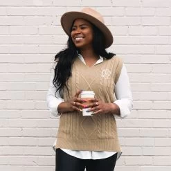 Monogrammed Sweater Vest -Fashion Clothing Store TR6 monogrammed sweater vest fall ootd 1