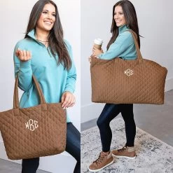 Monogrammed Diamond Quilted Tote -Fashion Clothing Store TRO diamond quilted weekender and tote 2
