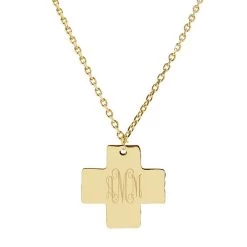 Monogrammed Cross Pendant Necklace