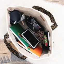 Monogrammed Pattern Canvas Tote -Fashion Clothing Store TZS inside of leopard pattern canvas tote bag