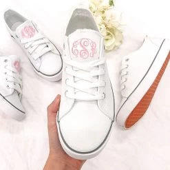 Monogrammed Youth Sneakers -Fashion Clothing Store TpT mom and me white sneakers selfie