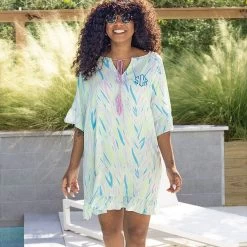 Monogrammed Cover Up -Fashion Clothing Store Tur personalized blue safari neck tie cover up