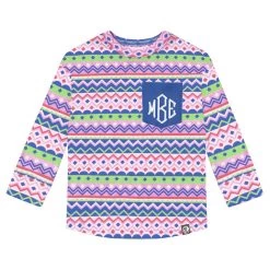 Monogrammed Kids Patterned Long Sleeve Shirt