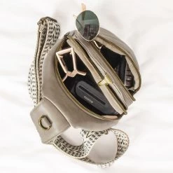 Monogrammed Sling Purse -Fashion Clothing Store UEn inside view of taupe sling purse