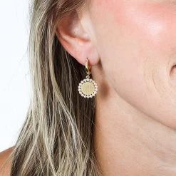 Monogrammed Huggie Hoop Earrings -Fashion Clothing Store UO9 gold huggie earring on ear