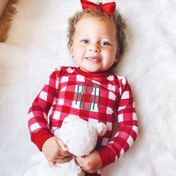 Monogrammed Kids Pajamas -Fashion Clothing Store UP2 red plaid girls christmas pajamas