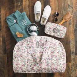 Monogrammed Quilted Weekender -Fashion Clothing Store UYl fall botanical quilted weekender flatlay