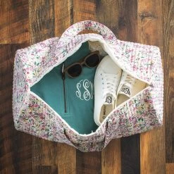 Monogrammed Quilted Weekender -Fashion Clothing Store UYl fall botanical quilted weekender inside shot