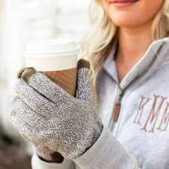 Gloves -Fashion Clothing Store Ufs brown marbleized knit gloves holding coffee