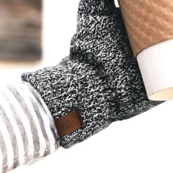 Gloves -Fashion Clothing Store Ufs leather branding on knit gloves