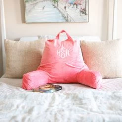 Monogrammed Lounge Pillow Cover -Fashion Clothing Store UkZ coral lounge pillow cover on bed 2