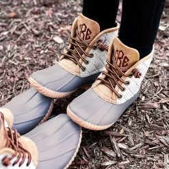 Monogrammed Youth Duck Boots -Fashion Clothing Store Umz grey mommy and me duck boots