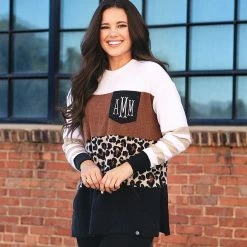 Monogrammed Leopard Stripe Everyday Sweatshirt
