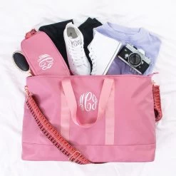 Monogrammed Classic Weekender -Fashion Clothing Store V55 personalized hot pink weekend bag with cosmetic case