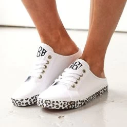 Monogrammed Slide On Sneakers -Fashion Clothing Store V74 slide on sneakers in leopard