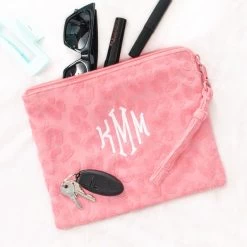 Monogrammed Terry Wristlet 9 Monogrammed Terry Wristlet -Fashion Clothing Store VJP personalized terry pink leopard wristlet