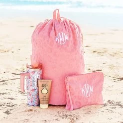 Monogrammed Terry Wristlet 7 Monogrammed Terry Wristlet -Fashion Clothing Store VJP pool bag and wristlet monogrammed on beach with tumbler