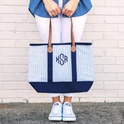 Monogrammed Seersucker Tote Bag 10 Monogrammed Seersucker Tote Bag -Fashion Clothing Store VgH monogrammed seersucker tote bag in hands