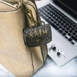 Monogrammed AirPod Case Keychain -Fashion Clothing Store WA3 leopard airpod pros case on cheyenne purse
