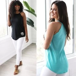 Monogrammed Scalloped Tank Top -Fashion Clothing Store WND split image of scalloped tank top