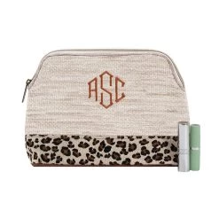 Monogrammed Leopard Cosmetic Case