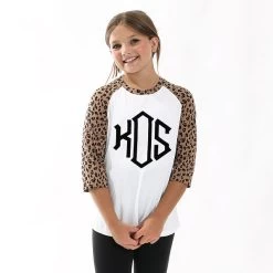Monogrammed Kids Raglan Tunic 12 Monogrammed Kids Raglan Tunic -Fashion Clothing Store Wac kids leopard raglan tunic studio shot
