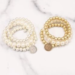 Monogrammed Ball Bracelet Stack -Fashion Clothing Store WoD silver and gold ball bracelet stacks