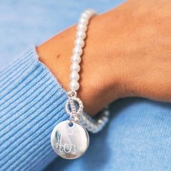 Monogrammed Pearl Bracelet -Fashion Clothing Store X3k monogrammed pearl bracelet preppy jewelry cute