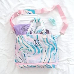 Monogrammed Expandable Travel Bag -Fashion Clothing Store XPf colorful marble expandable travel bag flatlay2